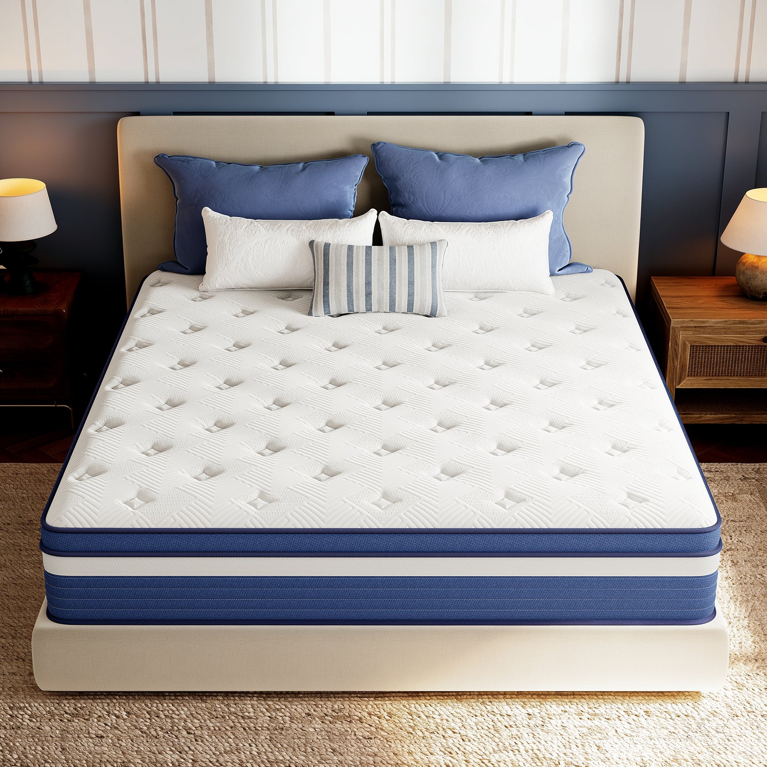 POSMOND Queen Mattress, 10 inch Medium Hybrid Mattress with Individually Pocketed Coils, Memory Foam Mattress, Spinal Support, Pressure Relief, Motion Isolation, Mattress in a Box