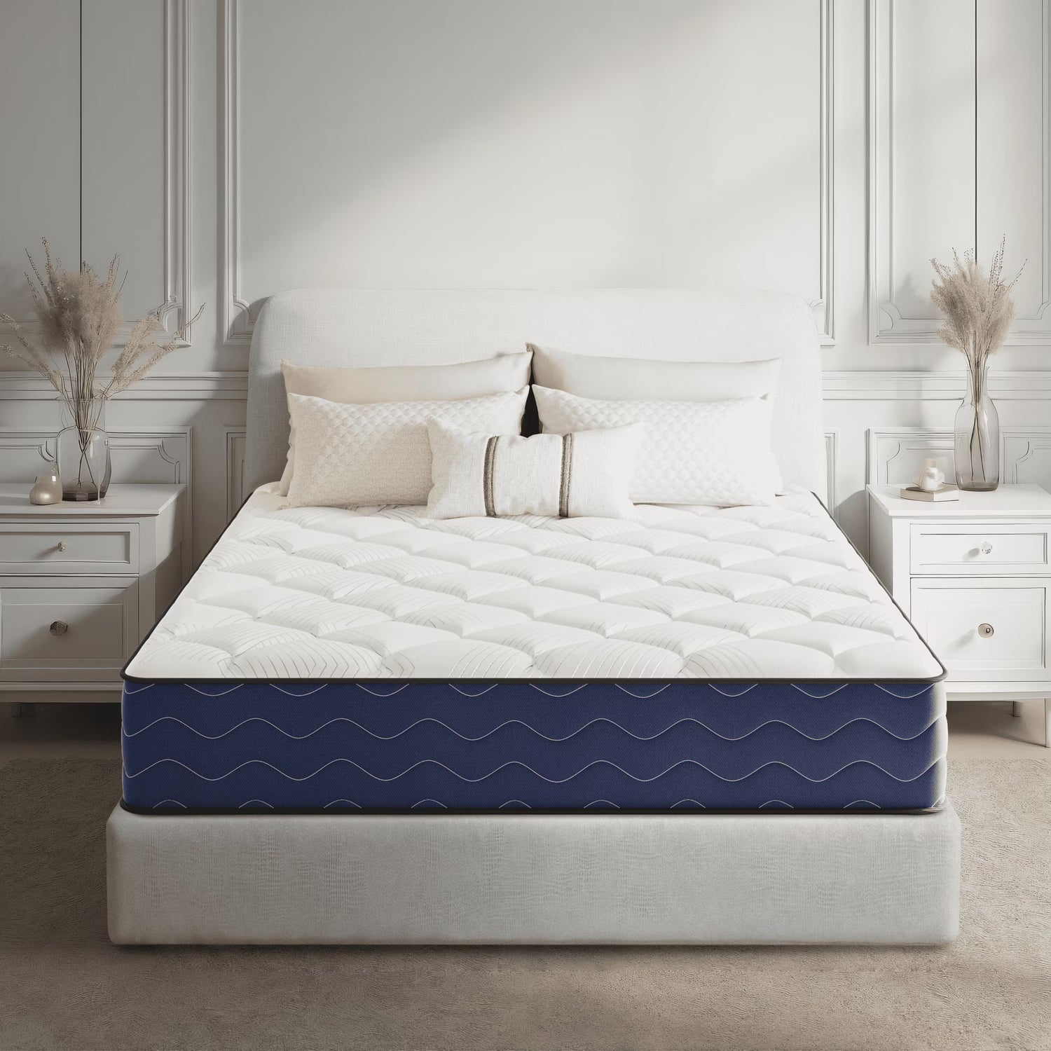 POSMOND King Mattress, 12 inch Cooling Memory Foam Mattress, Hybrid Firm Mattress in a Box, Pocket Spring, Pressure Relief, CertiPUR-US Certified