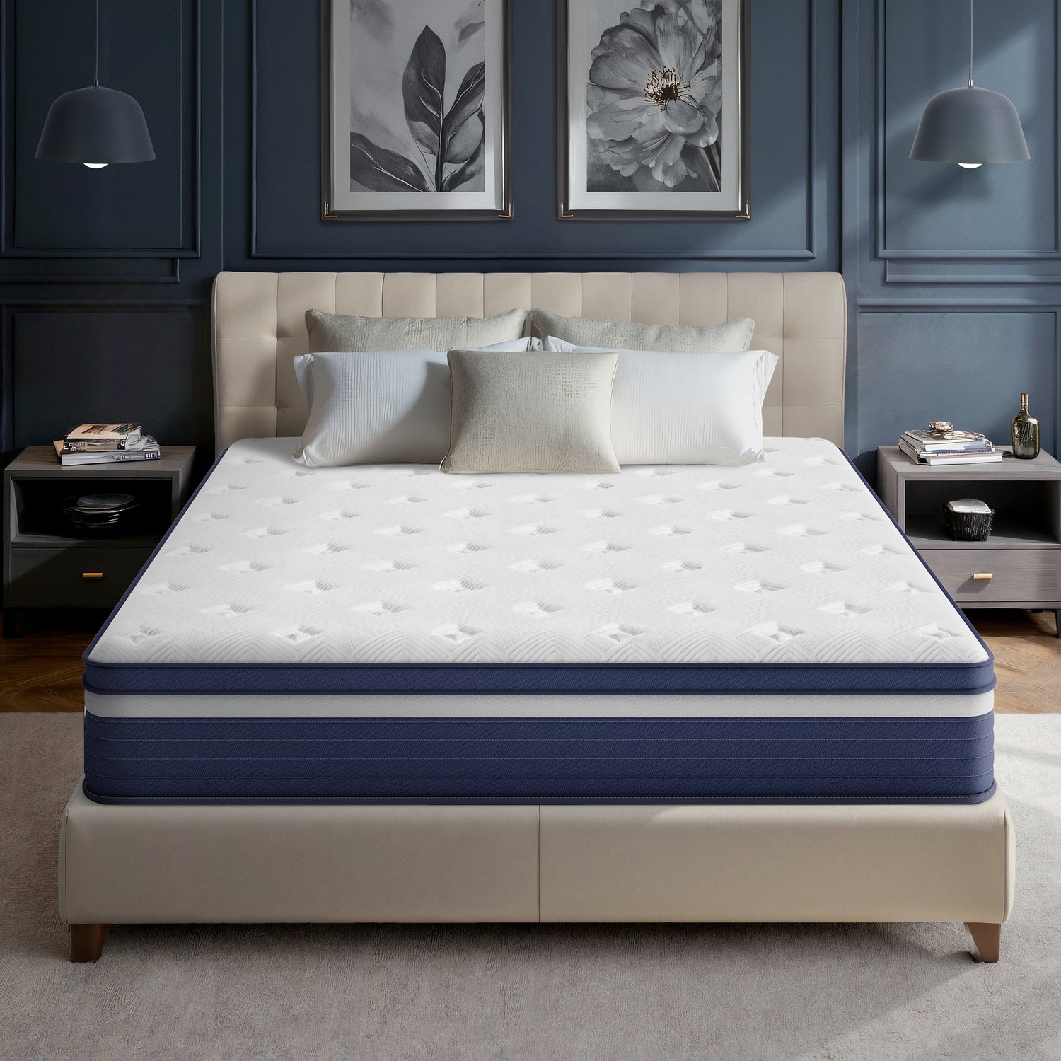 POSMOND Full 10 inch Cooling Gel Memory Foam Hybrid Mattress with Individually Pocketed Coils, Medium Support, Motion Isolation, Mattress in a Box, CertiPUR-US Certified