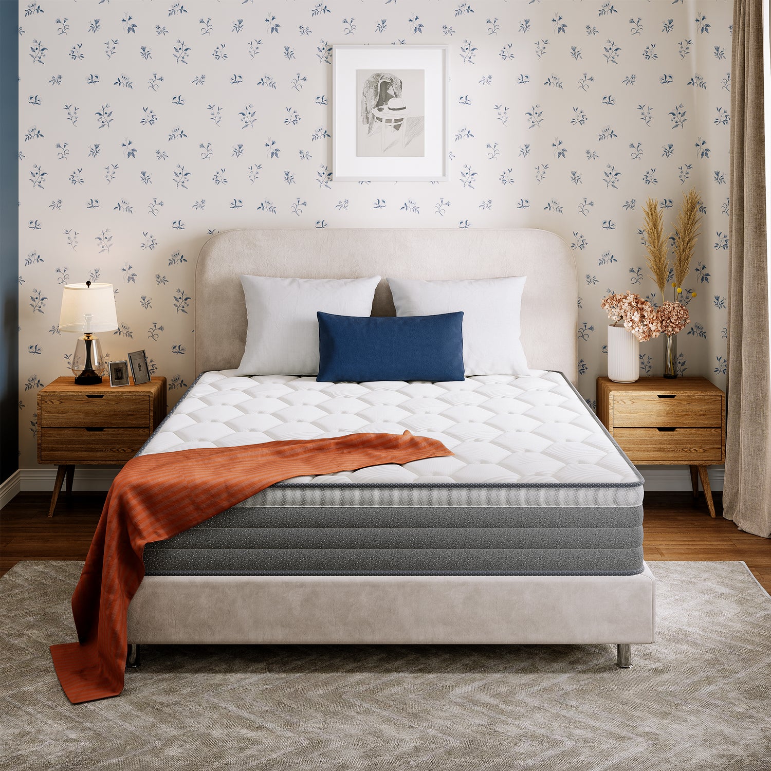 POSMOND Queen Mattress 12 Inch Individually Pocket Springs Queen Medium Hybrid Mattress