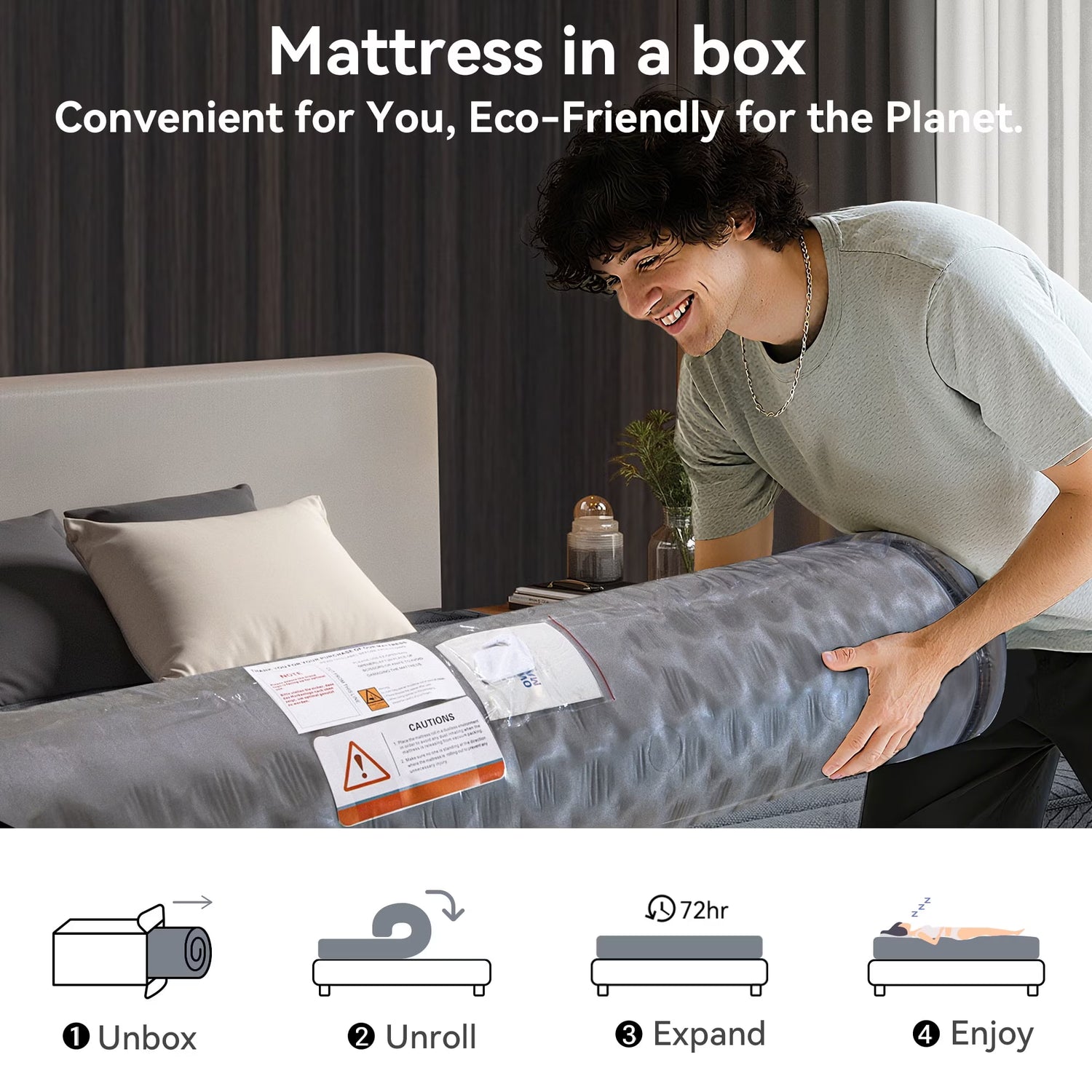 POSMOND King Mattress 12 inch Hybrid Mattress in a Box with Pocket Spring & Memory Foam, Firm Feel for Back & Stomach Sleepers, CertiPUR-US Certified