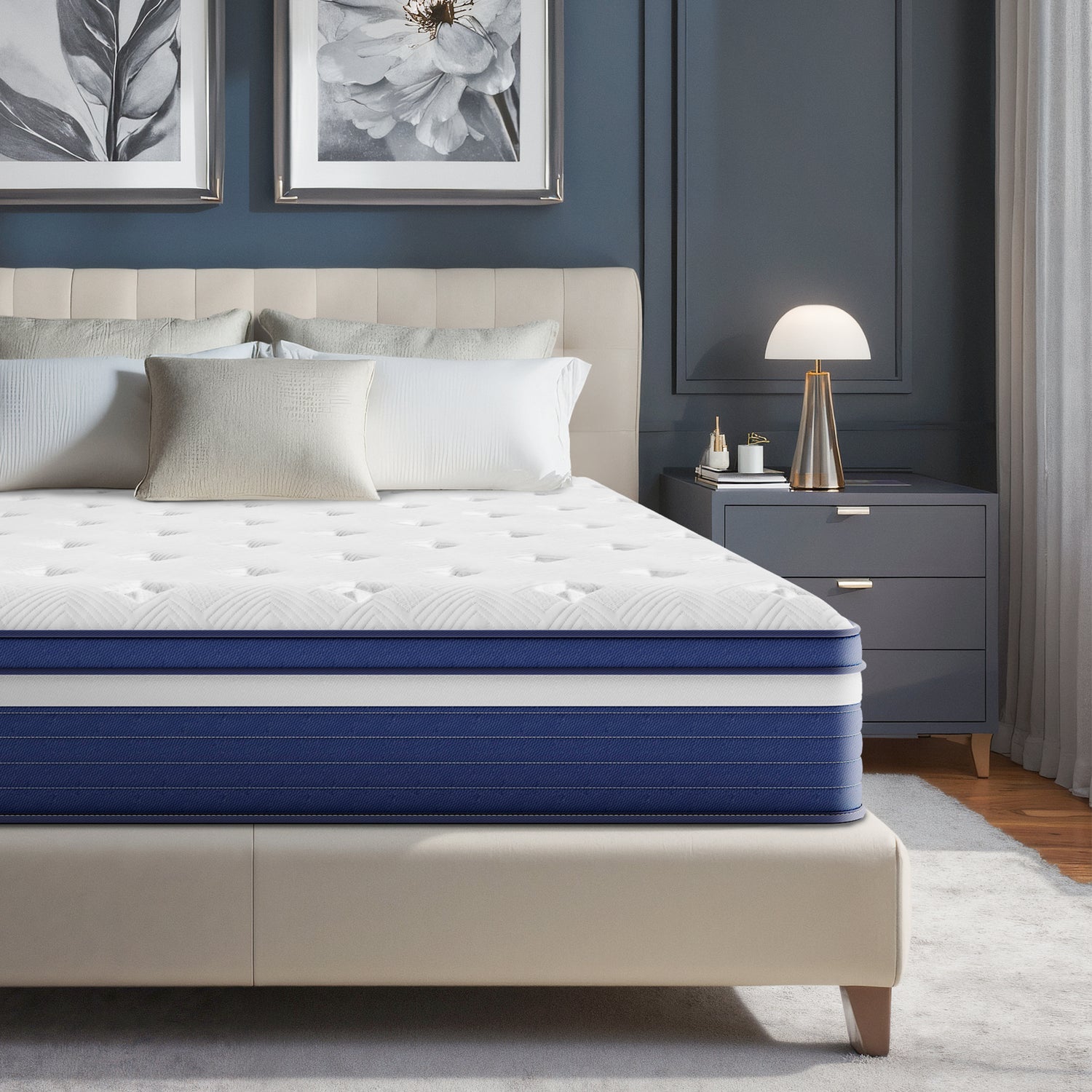 POSMOND Full 10 inch Cooling Gel Memory Foam Hybrid Mattress with Individually Pocketed Coils, Medium Support, Motion Isolation, Mattress in a Box, CertiPUR-US Certified