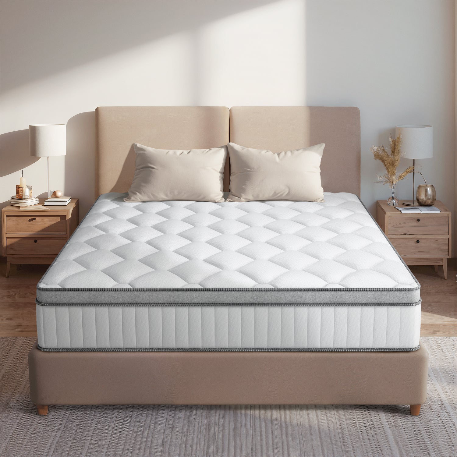 Queen Mattress, 10 inch Hybrid Mattress in a Box, Memory Foam with Individual Pocket Springs, Medium