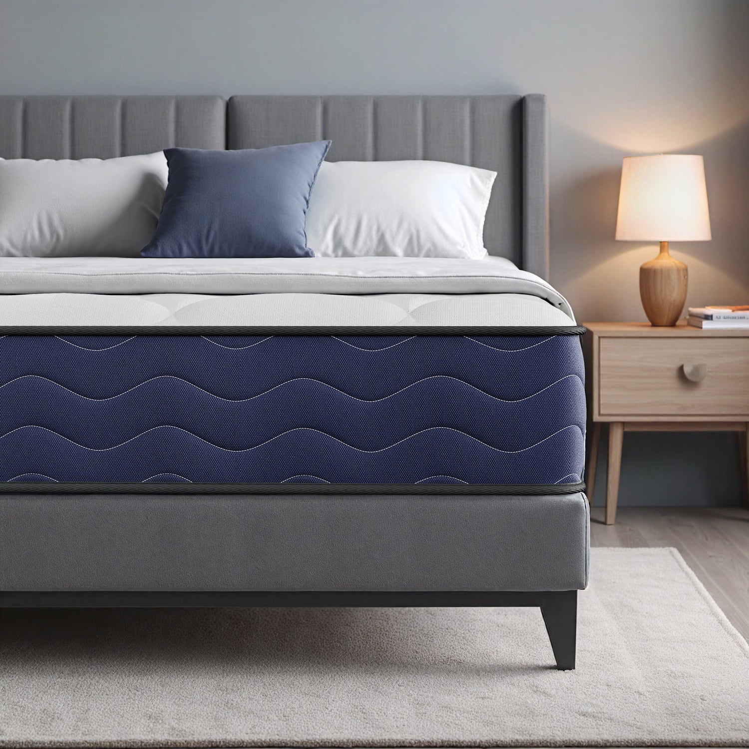 POSMOND King Mattress, 12 inch Cooling Memory Foam Mattress, Hybrid Firm Mattress in a Box, Pocket Spring, Pressure Relief, CertiPUR-US Certified