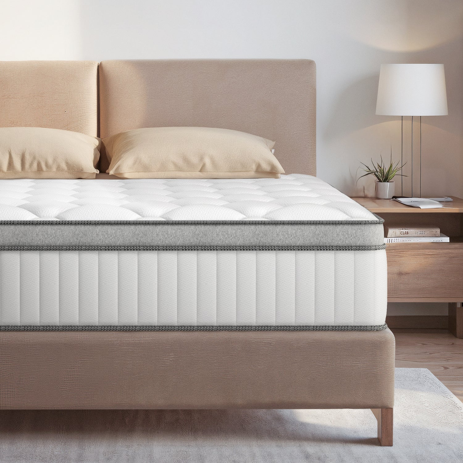 Queen Mattress, 10 inch Hybrid Mattress in a Box, Memory Foam with Individual Pocket Springs, Medium