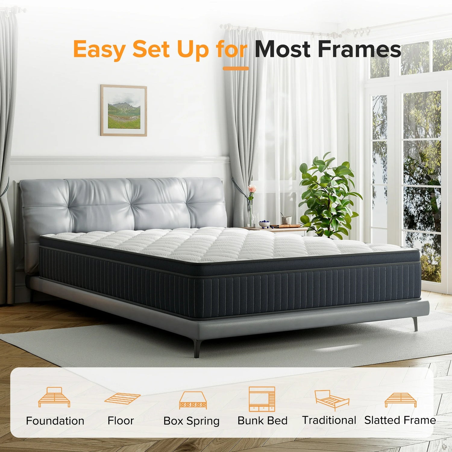 Babo Care TXO 12" Cooling Queen Medium Euro Hybrid Mattress with Manual