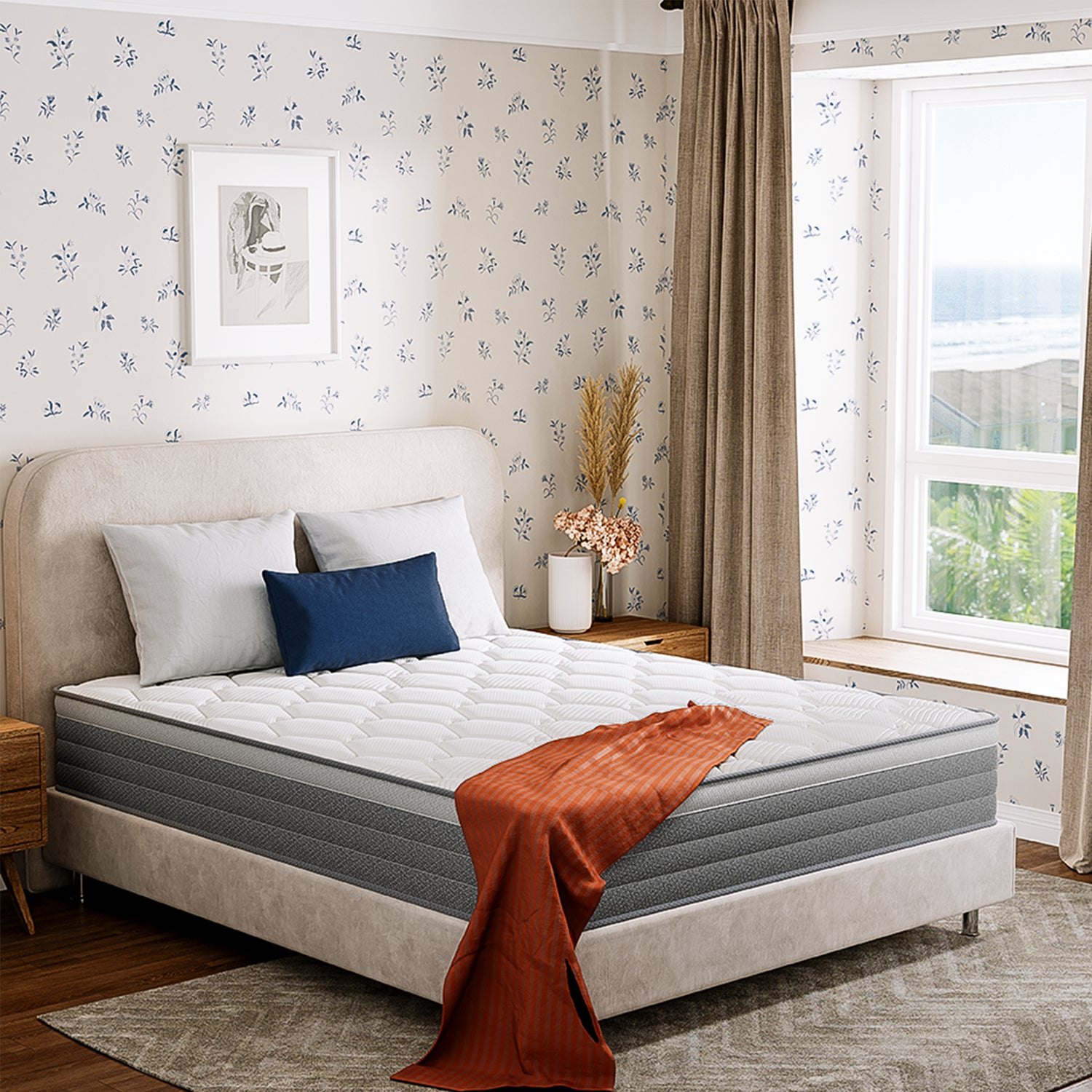Twin-XL Hybrid Mattress, Mattress in a Box, 8 inch Pocket Spring, Medium Support, Pressure Relief, CertiPUR-US Certified