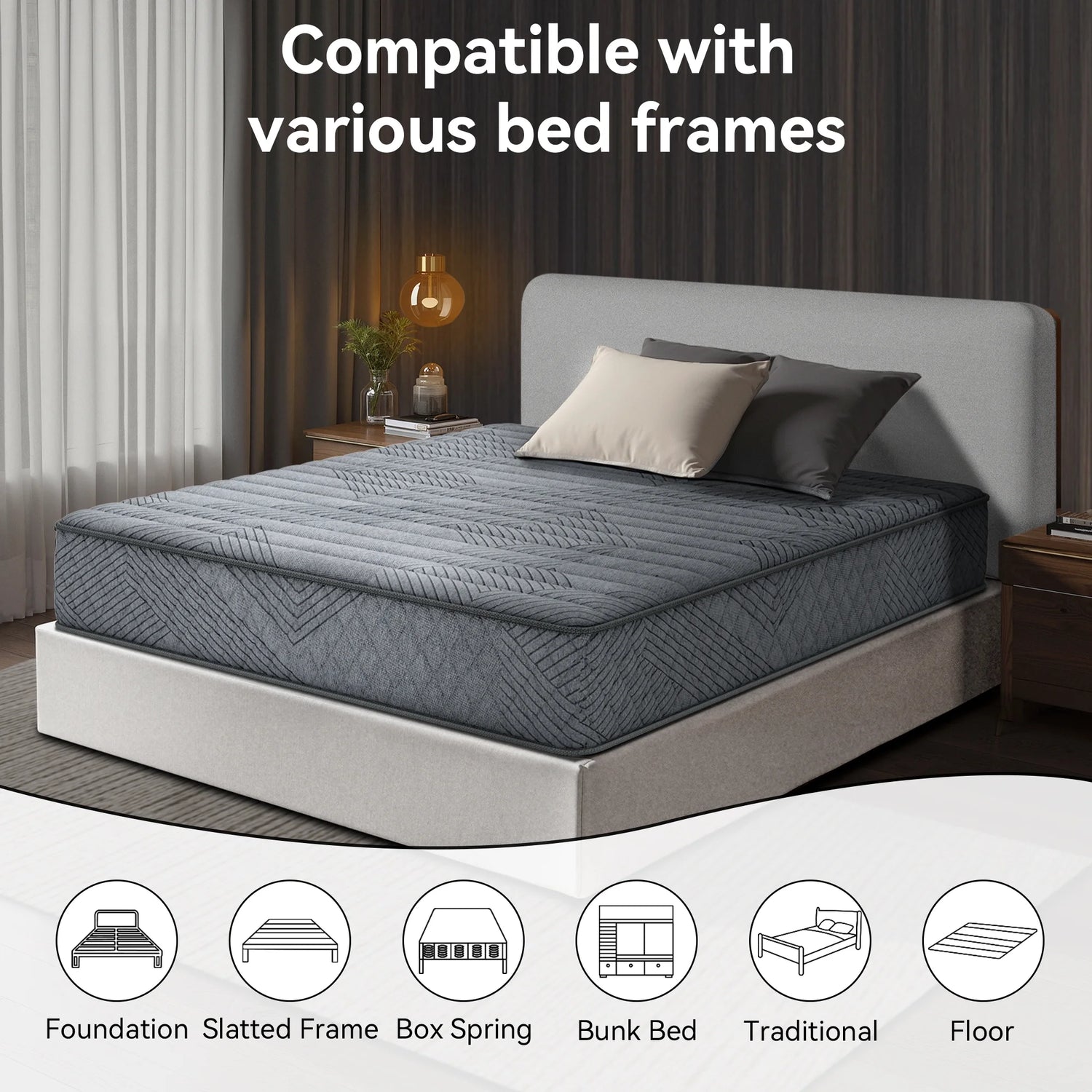 POSMOND Twin-XL Mattress, 10 inch Cooling Gel Memory Foam, Pocket Spring Hybrid Mattress in a Box, Pressure Relief, CertiPUR-US Certified, Medium Firm